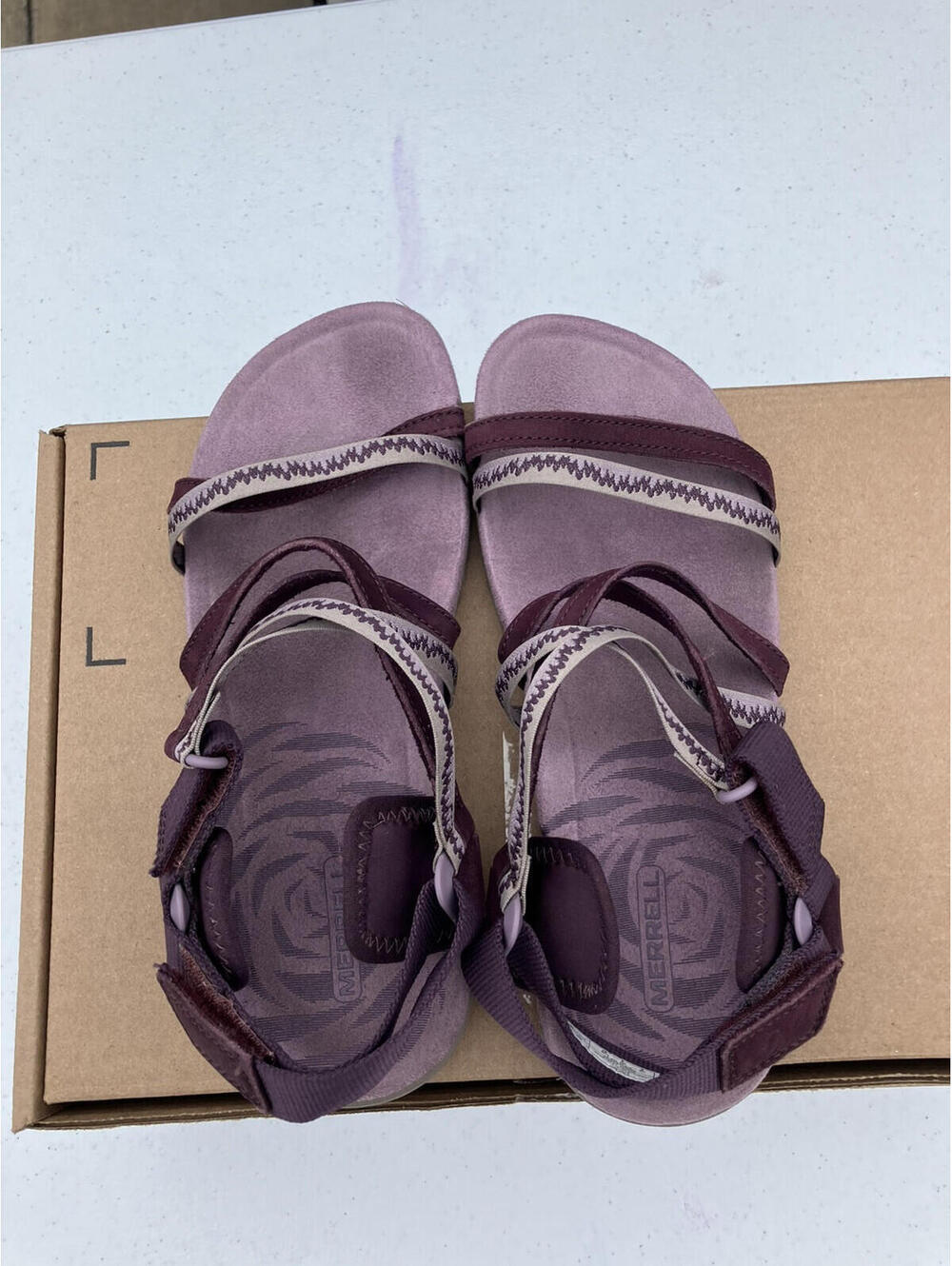 Merrell Women's Size 6 Terran 3 Cush Lattice Sandals Burgundy Leather J005662 - Picture 4 of 8